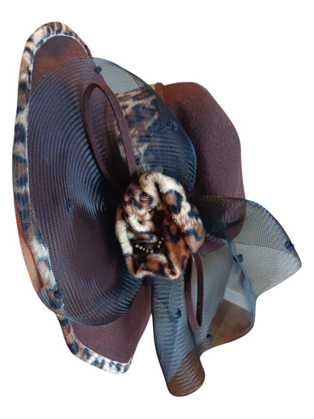 Vintage Leopard Accent Fascinator Hat